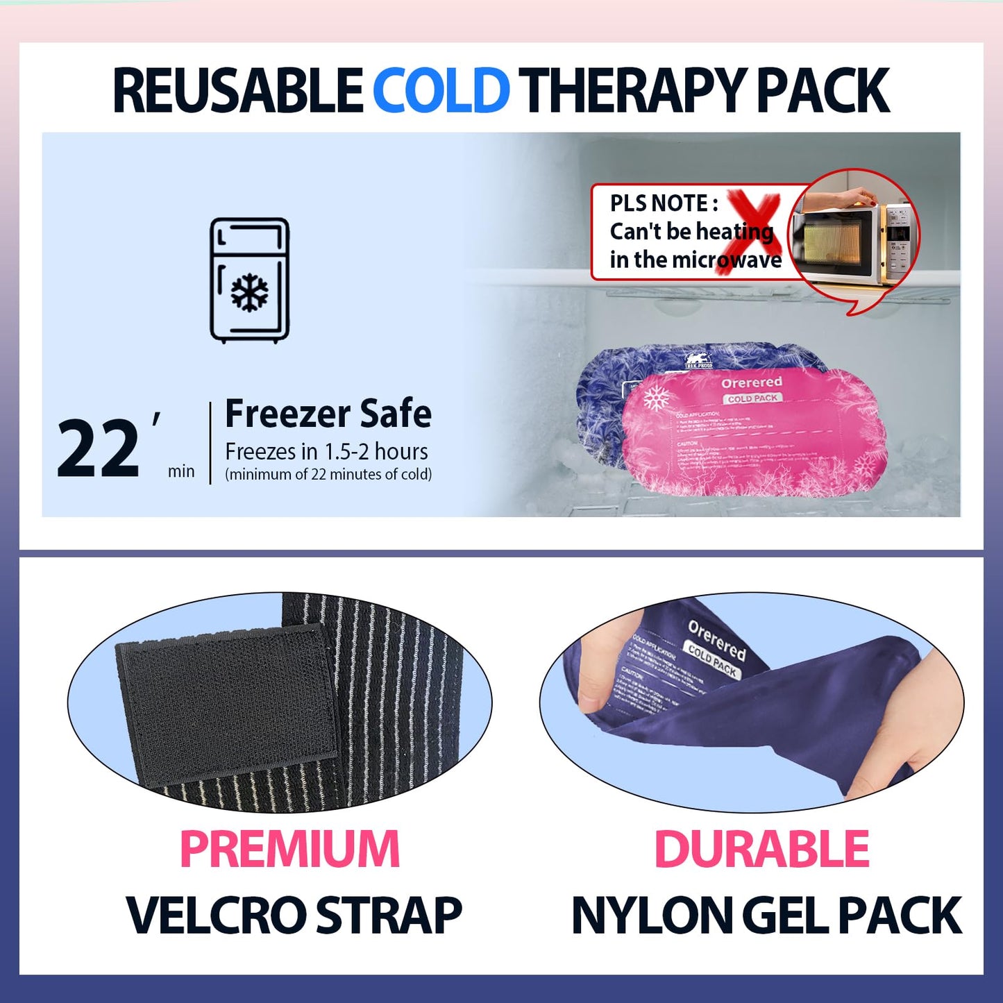 Ice Packs for Injuries Reusable, 3-Piece Set Soft Cold Gel Soft Ice Wrap for Injury, Alleviate Joint and Muscle Pain - Gel Ice Pack Resuable for Back, Elbow, Shoulder(3pcs-Pink)