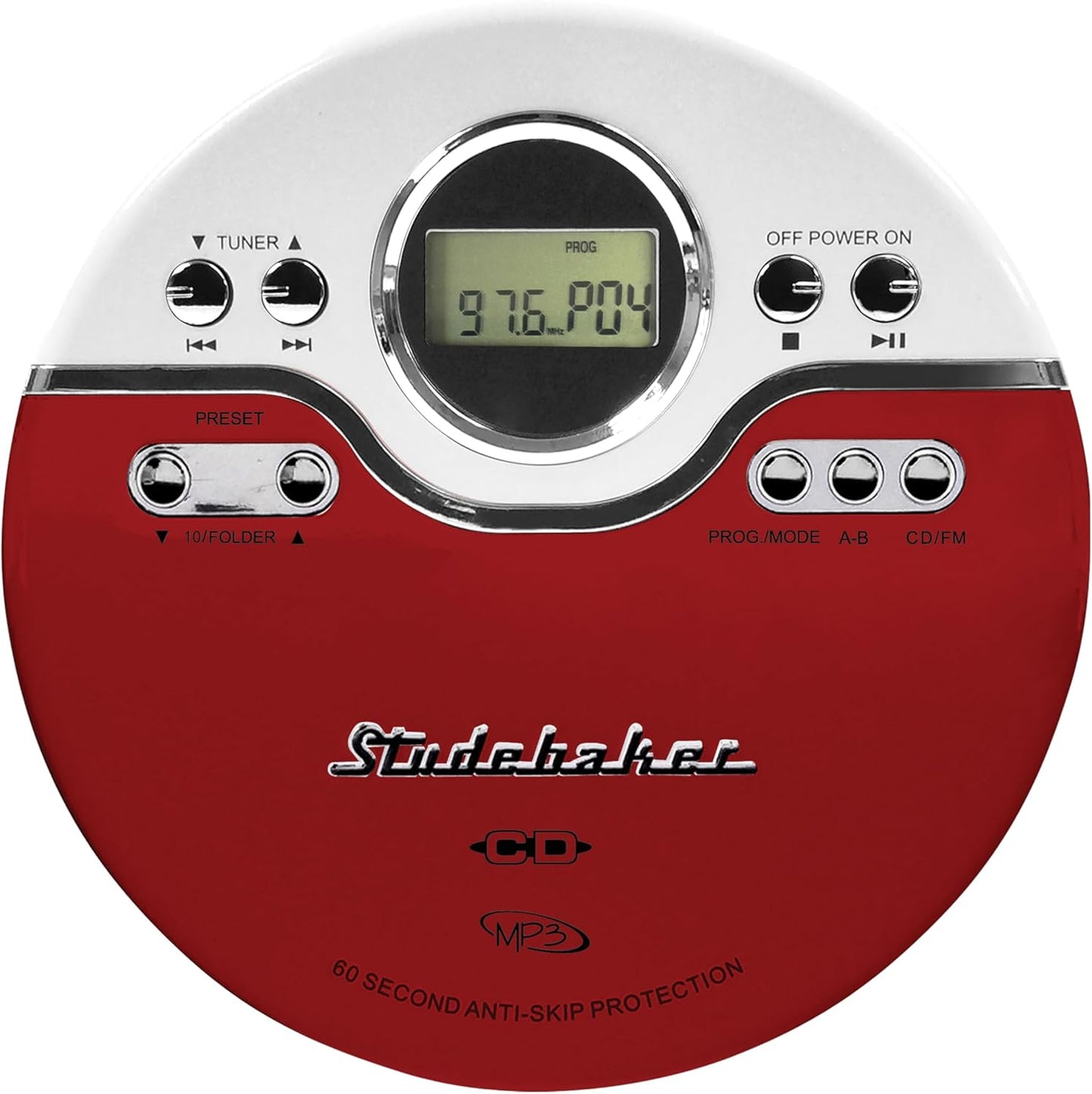 Studebaker SB3703RB CD/MP3 Joggable Personal Player with Audio Book Compatibility, Bookmark Feature and FM PLL Radio