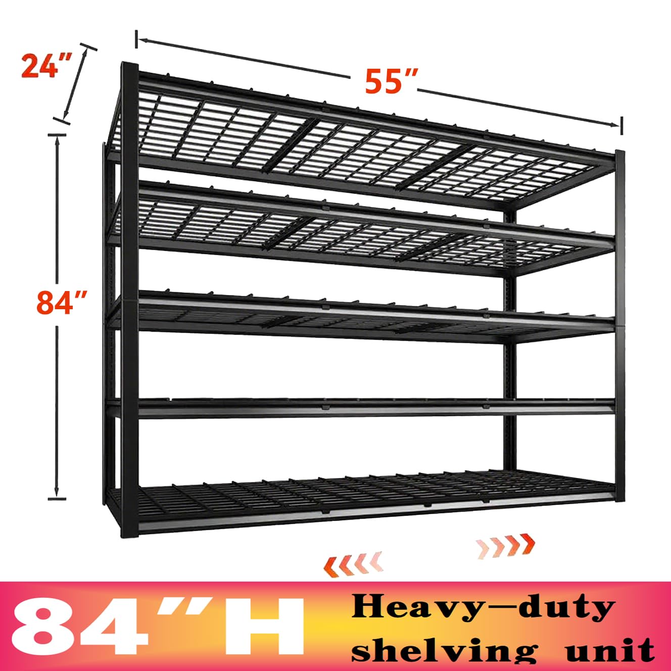CXDMB Garage Shelving, Heavy Duty Storage Shelves Metal Shelf Unit Adjustable Industrial Storage Racks for Shop,Warehouse,Basement (5T 84 * 55 * 24, 5)