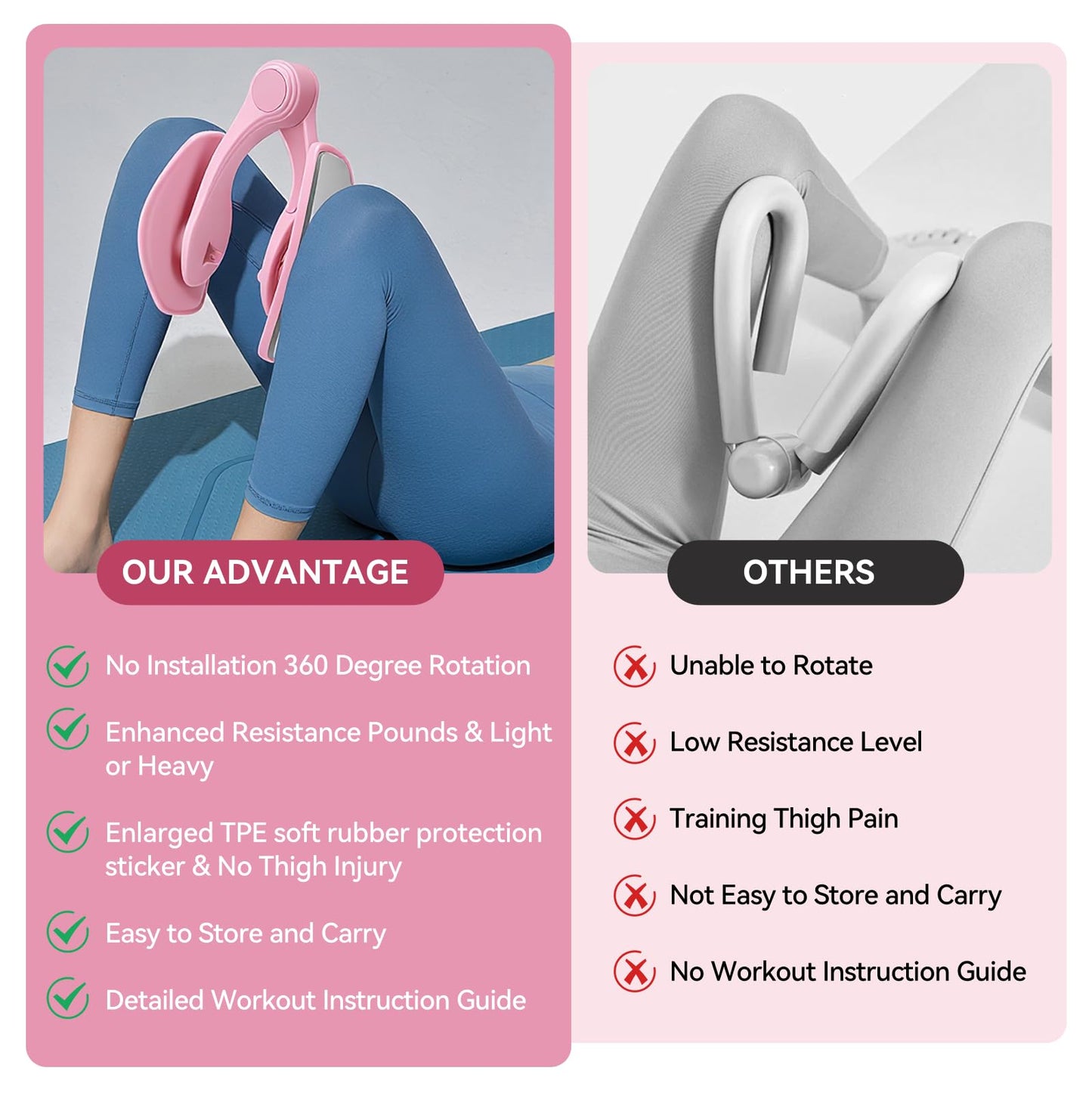 MICZG Thigh Master Inner Thigh Exerciser, Kegel Exerciser Pelvic Floor Muscle Device, Hip Trainer Thigh Toner Workout Equipment for Women Men Butt Leg Pelvic Training