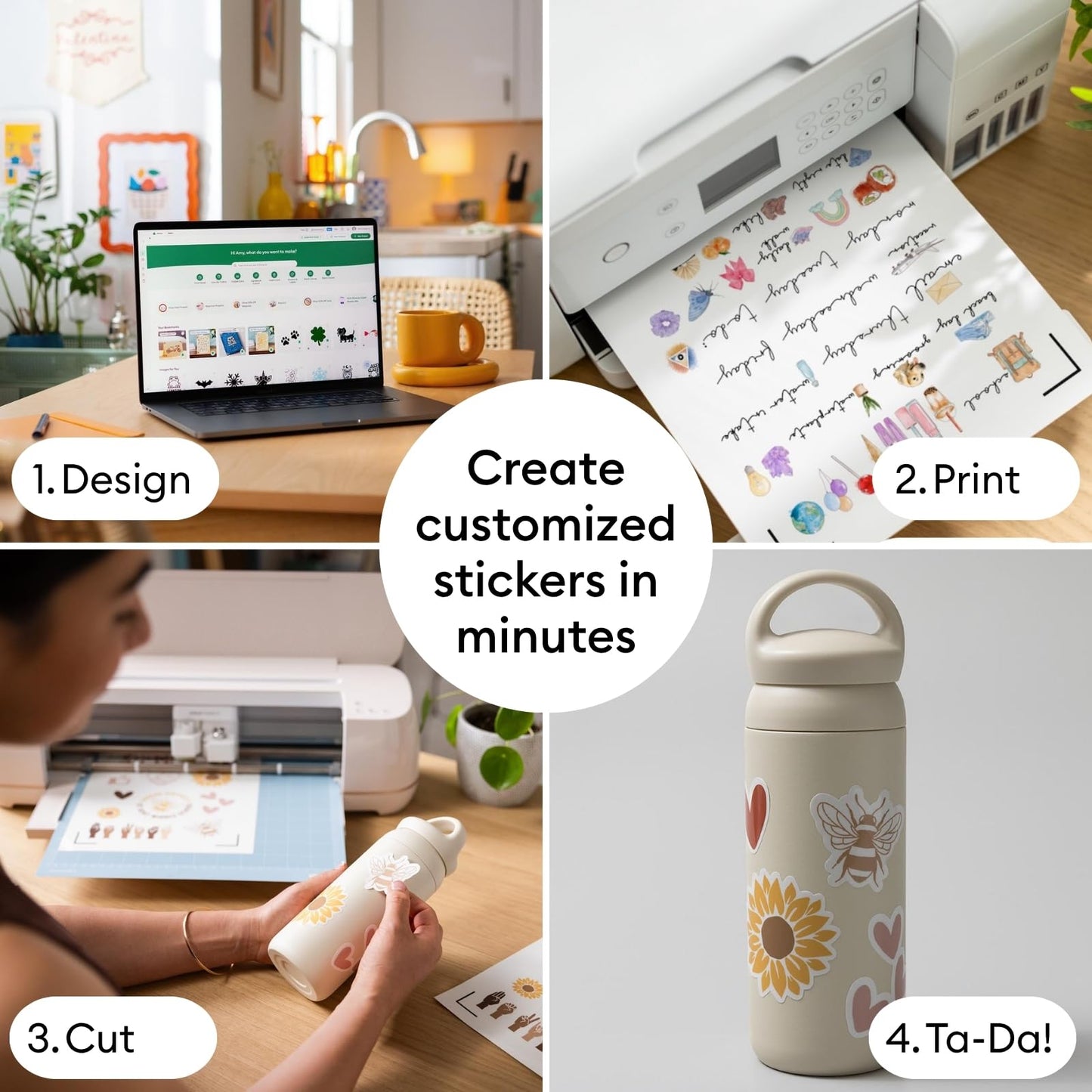 Cricut Maker 4 Cutting Machine Ultimate Beginner Sticker Making Bundle - Print Then Cut Machine with Waterproof Sticker Paper & Vinyl for Custom Stickers & Small Business, Seashell Die-Cutting Machine