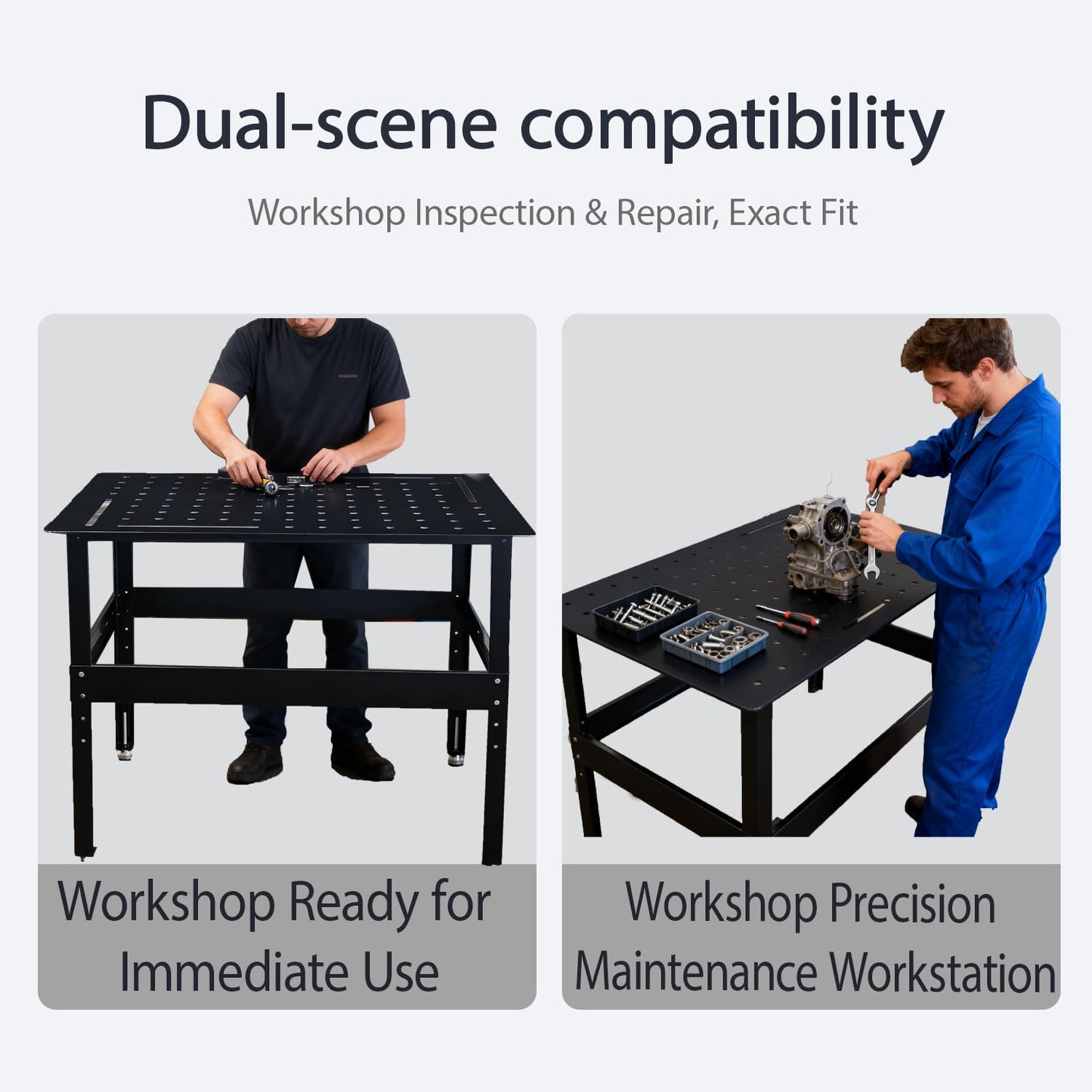 Metrixpio Adjudtable Welding Table Heavy Duty Mobile Steel Workbench with Wheels, 2000 Lbs Load Capacity Work Station Universal Workbench for Metalworking, Cutting Grinding Welding Projects