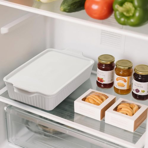 Dizada Large Casserole Dish - 5.2 Qt Porcelain Baking Pan with Lid | Deep 2-in-1 Ceramic Bakeware