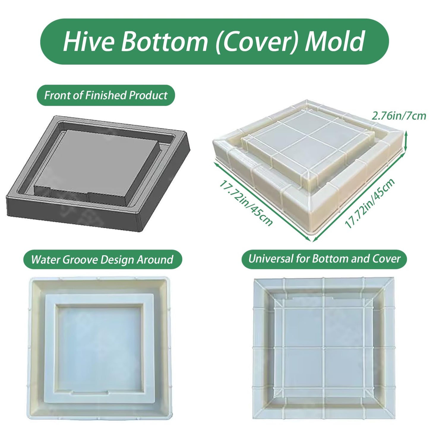 5-Piece Concrete Beehive Mold Set, Reusable ABS Beekeeping Molds for DIY Durable Cement Bee Box Mould for Beekeeping Supplies