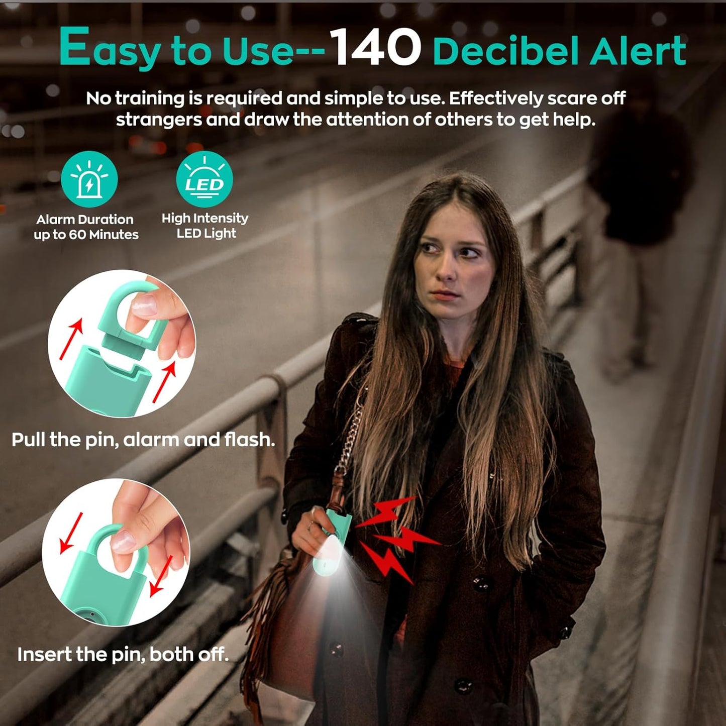 Fauxomor 140dB 6 Pack Personal Safety Alarm for Women, Safe Alarm Protection Keychain with Strobe Light & Low Battery