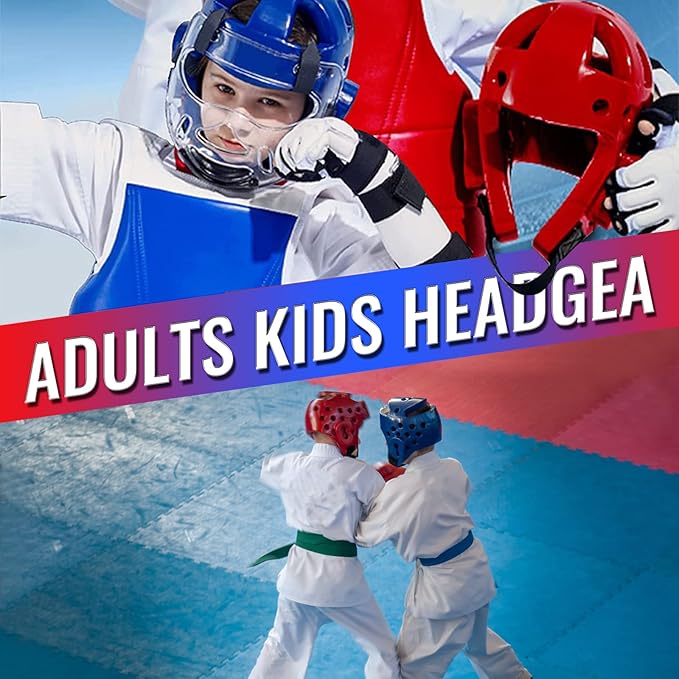 Kids Adults Karate Headgear MMA Martial Arts Helmet, Removable Face Shield, Soft Head Gear for Sparring Grappling Muay Thai Kickboxing Taekwondo Training