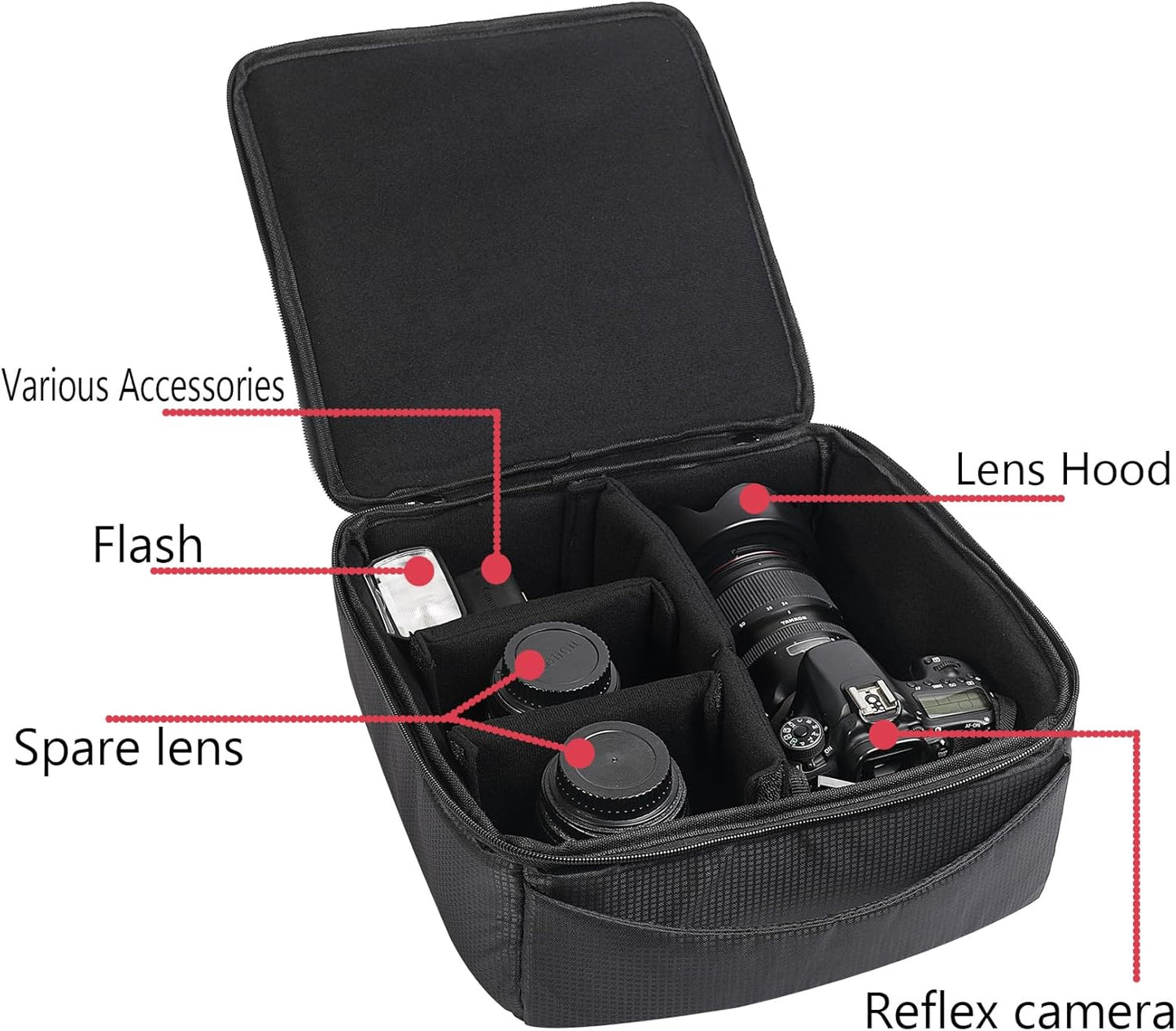 AYVANBER Water Resistant Camera Insert Bag DSLR SLR Camera Case Upgraded Version and Lens Storage Carrying Case (Black)