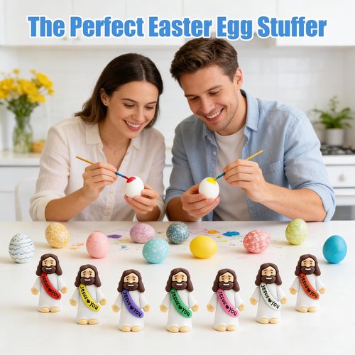 Little Jesus Figures - 40 Pcs Mini Christ Figurines in Multicolor | Perfect for Easter, Baptism & Gifts