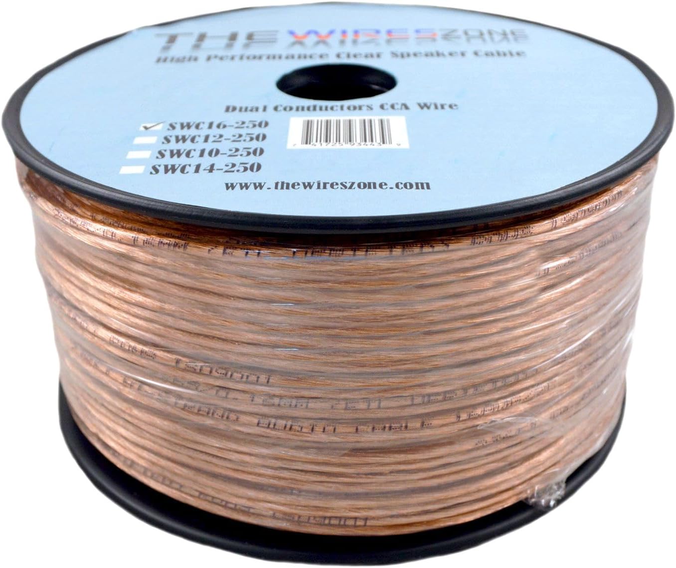 16AWG 16/2 (250 The Wires Zone Car Home Audio Speaker Wire Transparent Clear Cable Gauge feet)