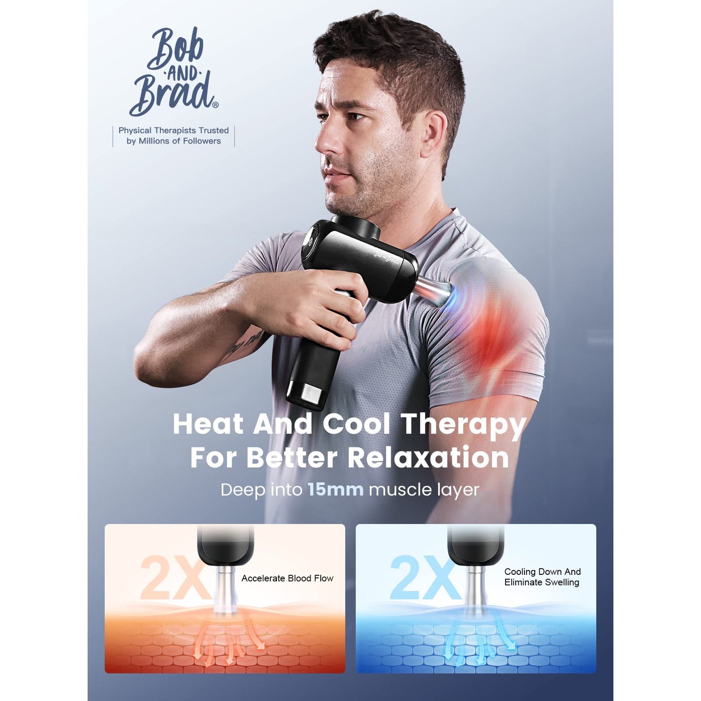 BOB AND BRAD X6 Pro Massage Gun Deep Tissue Percussion with Metal Head Therapy, Professional Muscle Massage Gun for Athletes, Electric Massager Gun for Pain Relief,Christmas Gift for Men Women Dad Mom