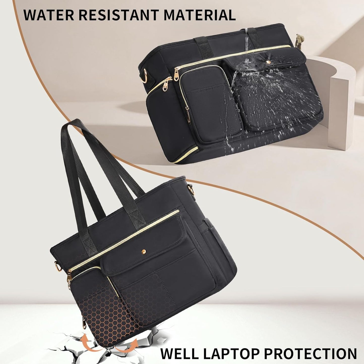 ESTARER 2Pcs, 15.6'' Women Teacher Tote Bag Laptop Work Bag Computer bag with Expandable File Folder, Large