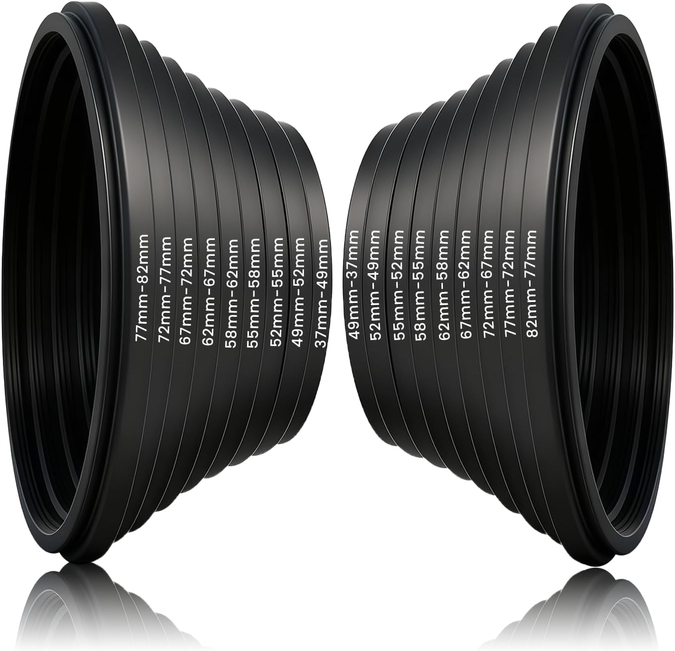 Wokyo 18 Set, 37 49 52 55 58 62 67 72 77 82mm PCS Lens Filter Adapter Ring Metal Step Up/Down Ring Adapter Filter