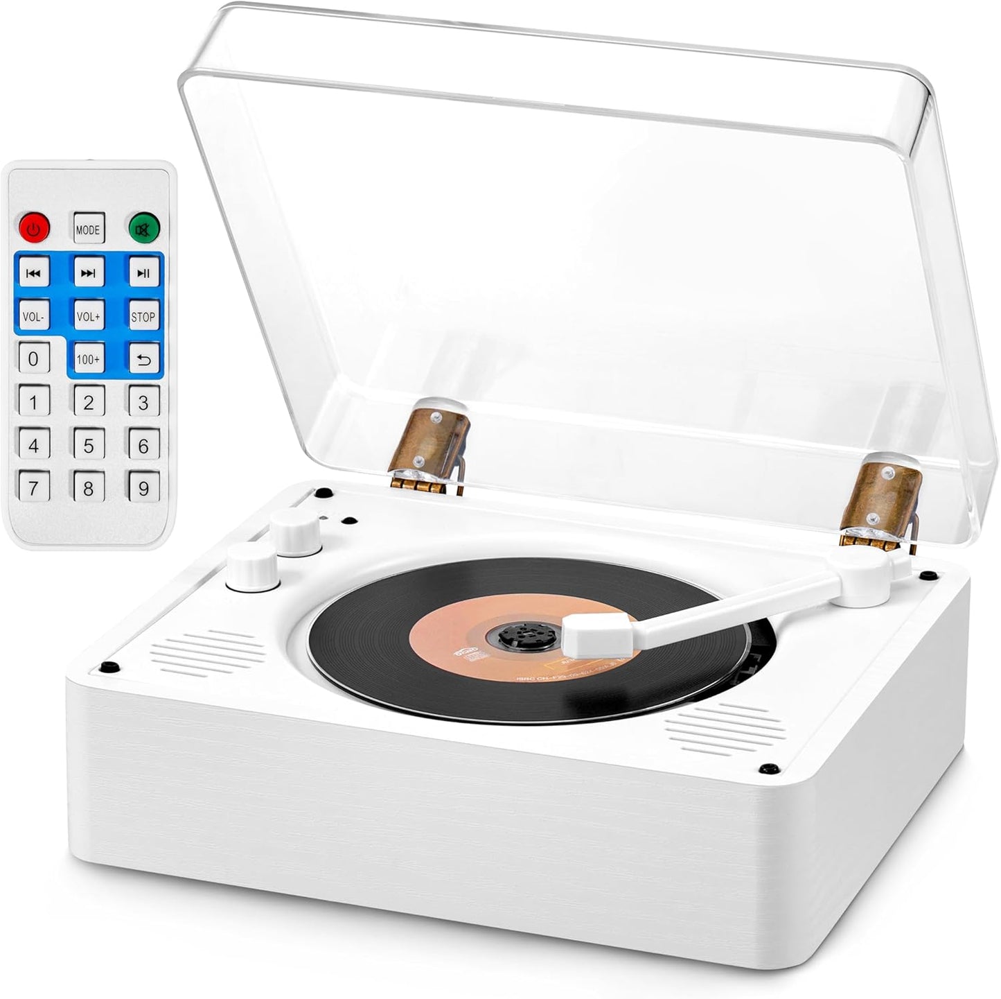 Vangoa 3.5mm CD Player for Home Small with HiFi Speakers, Portable Rechargeable CD Player Double Headphones Jack