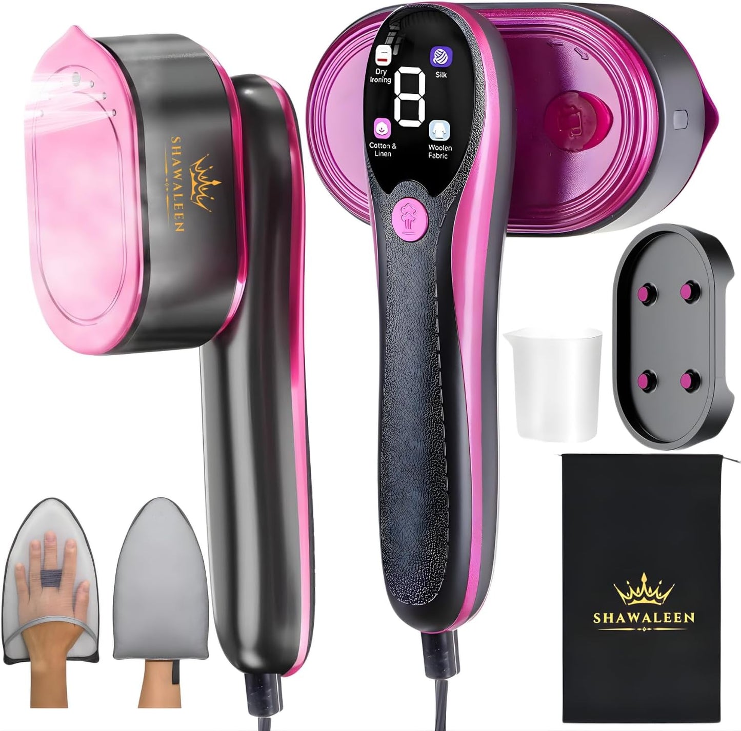 Skiennix Travel Steamer - 2-in-1 Clothes Iron with Fast Heat-Up, 4 Modes, 100ml Tank | Pink