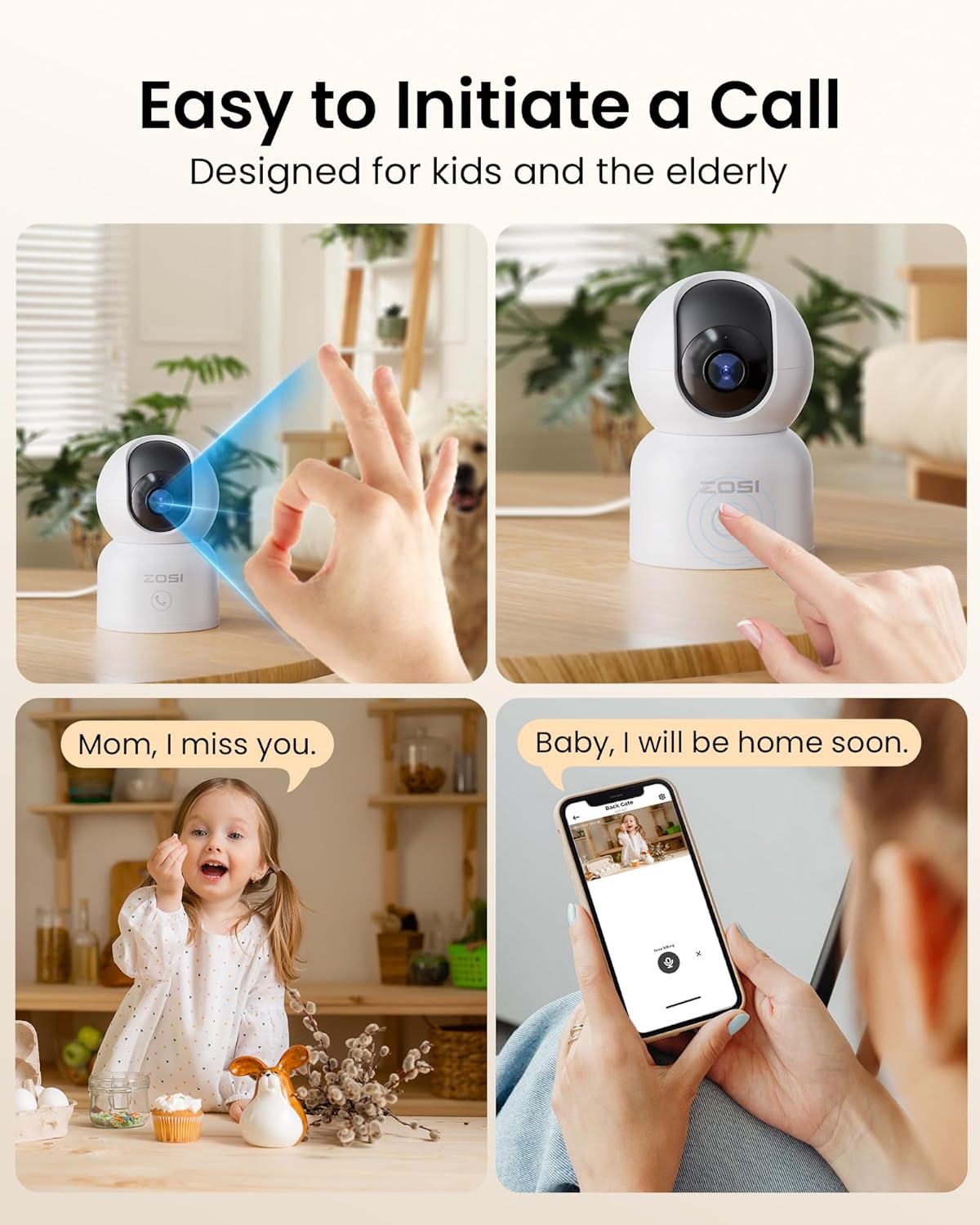ZOSI C518 4MP Monitor,2.4G/5G Detection,2 Indoor Pan/Tilt Smart Home Security Camera for Pet Dog Baby Dual-Band Plug