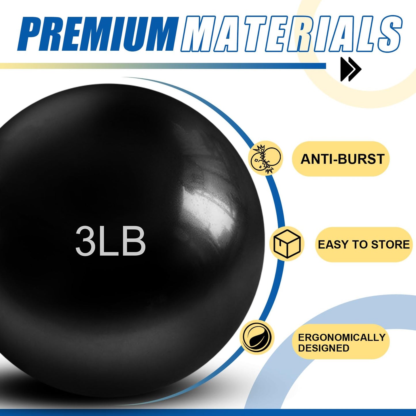 Halloscume 4 Pcs 1 lb 2lb 3lb 4lb 5lb Weighted Toning Balls for Exercise, Innovations Soft Medicine Balls for Exercise, Pilates, Yoga, Balance, Flexibility (Black,2 Lbs & 3 Lbs)