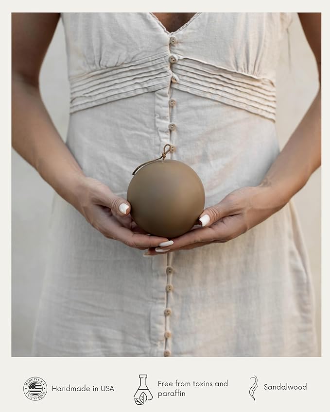 LAWA Sphere Candle - Beautiful Handmade Pillar Scented Soy Wax Elegant Aesthetic Candle Housewarming Gift Home Room Shelf Decor Idea (Kobicha, Large)