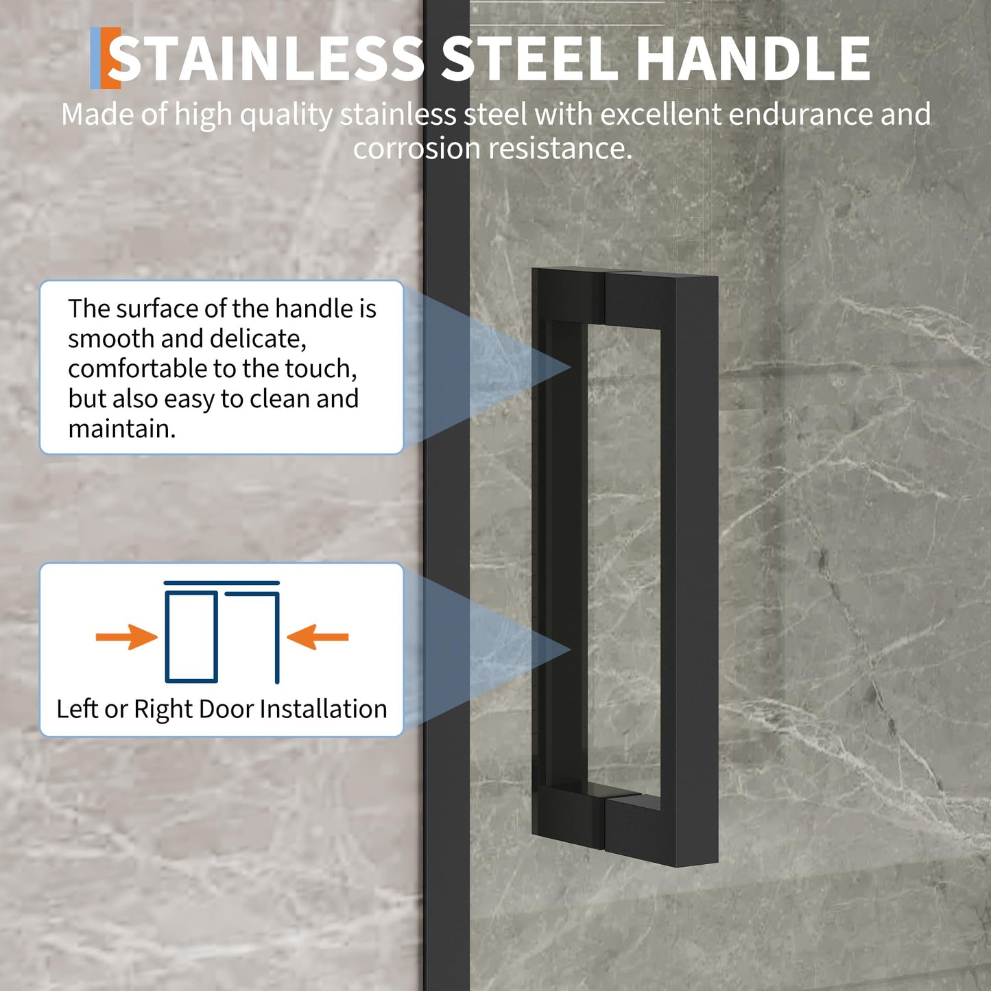 Sliding Shower Door, 44-48" Width x 72" Height, Bypass Single Sliding Design, 6mm (1/4") SGCC Tempered Glass, Brushed Nickel Finish with Matte Black Aluminum Alloy Track