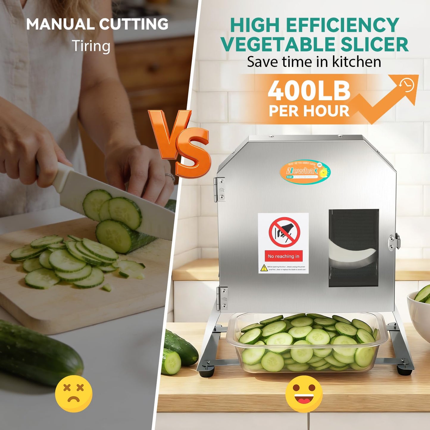 Newhai Commercial Green Onion Cutter Vegetable Slicer Machine Electric Automatic Spring Onion Slicer with Conveyor Belt 1.5-35mm Thickness Adjustable 400lb/h Stainless Steel for Kitchen Use