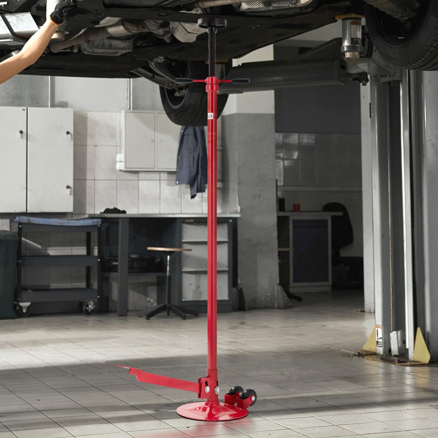 SPECSTAR Movable Underhoist Support Stand with Foot Pedal, 3/4 Ton 1650Lbs Capacity Jack Stand Lifting from 52 to 76 Inch with Replaceable Saddle and Steel Base