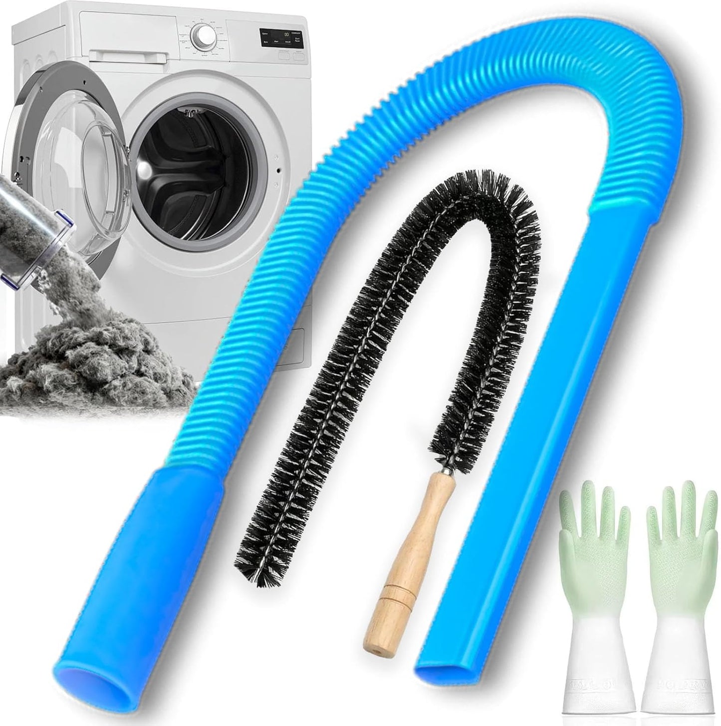 Skiennix Dryer Vent Cleaning Kit - Universal Lint Vacuum Attachment with Flexible Hose & Brush | Quick Lint Removal