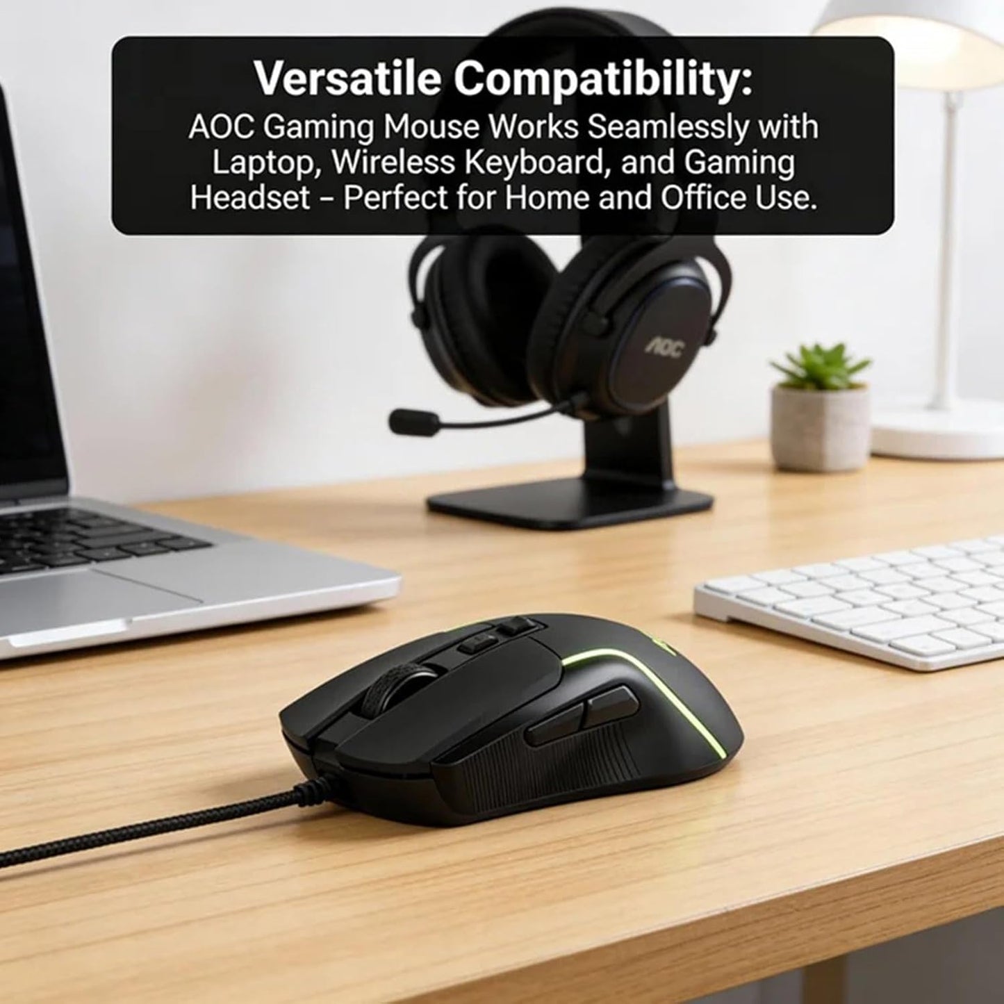 AOC 7200DPI 7 Programmable GM170 Wired Gaming Mouse, RGB Ergonomic Computer Mouse with Optical Sensor Game Corded