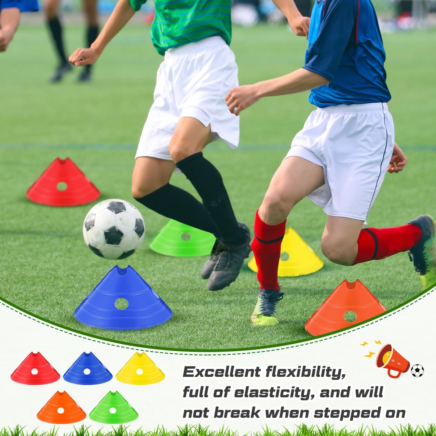 ShinyRelief Jumbo Disc Cones Jumbo Soccer Cones with Mesh Bag Giant Large Agility for Soccer Training Adult Sports(Multicolor,20 Pieces)