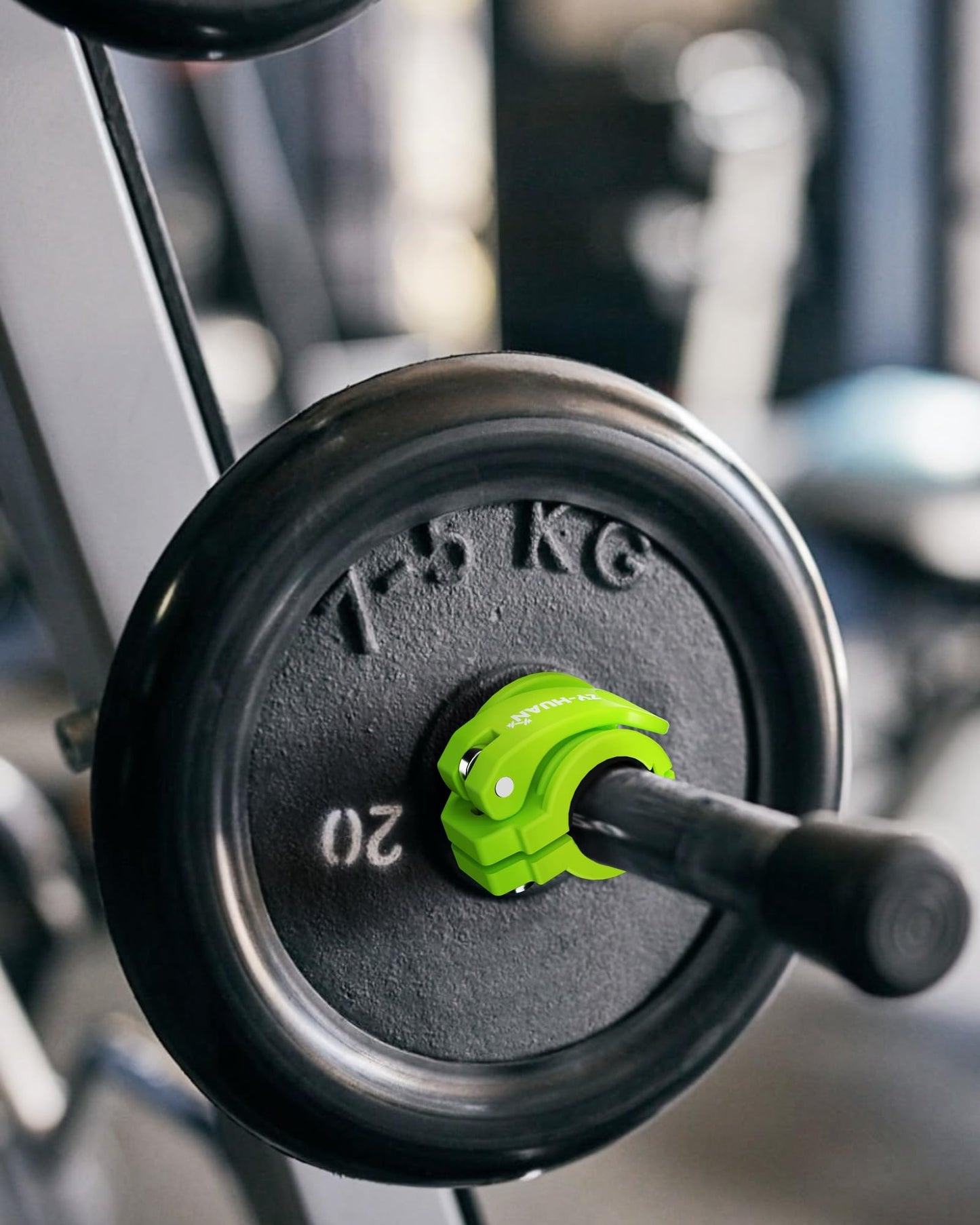 ZY-HUAN Pro Barbell Clips 1 inch Barbell Clamps 0.9-1.18inch Quick Release Weight Clips for Bars Multi-Size Adjustable Olympic Barbell Clamps (Green)