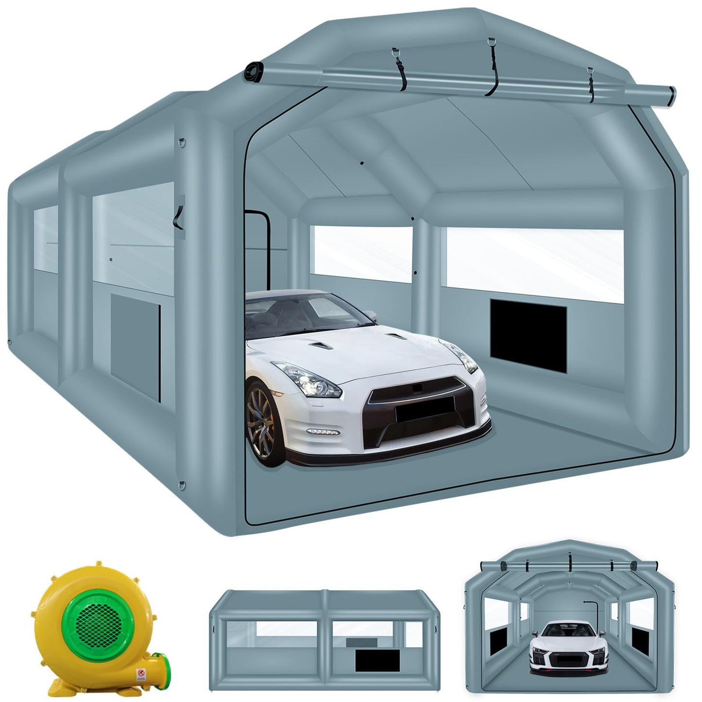 XHYCPY Inflatable Paint Booth 20 x 13.5 x 9.7ft Portable Inflatable Spray Booth Tent with 1100W Blower for DIY Spray Car Parts Painting