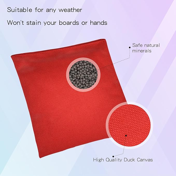 Set of 8 Regulation Cornhole Bags Double Sided, Weather Resistant Bean Bags for Cornhole Toss Game, Corn Hole Beans Bags with Tote Bag