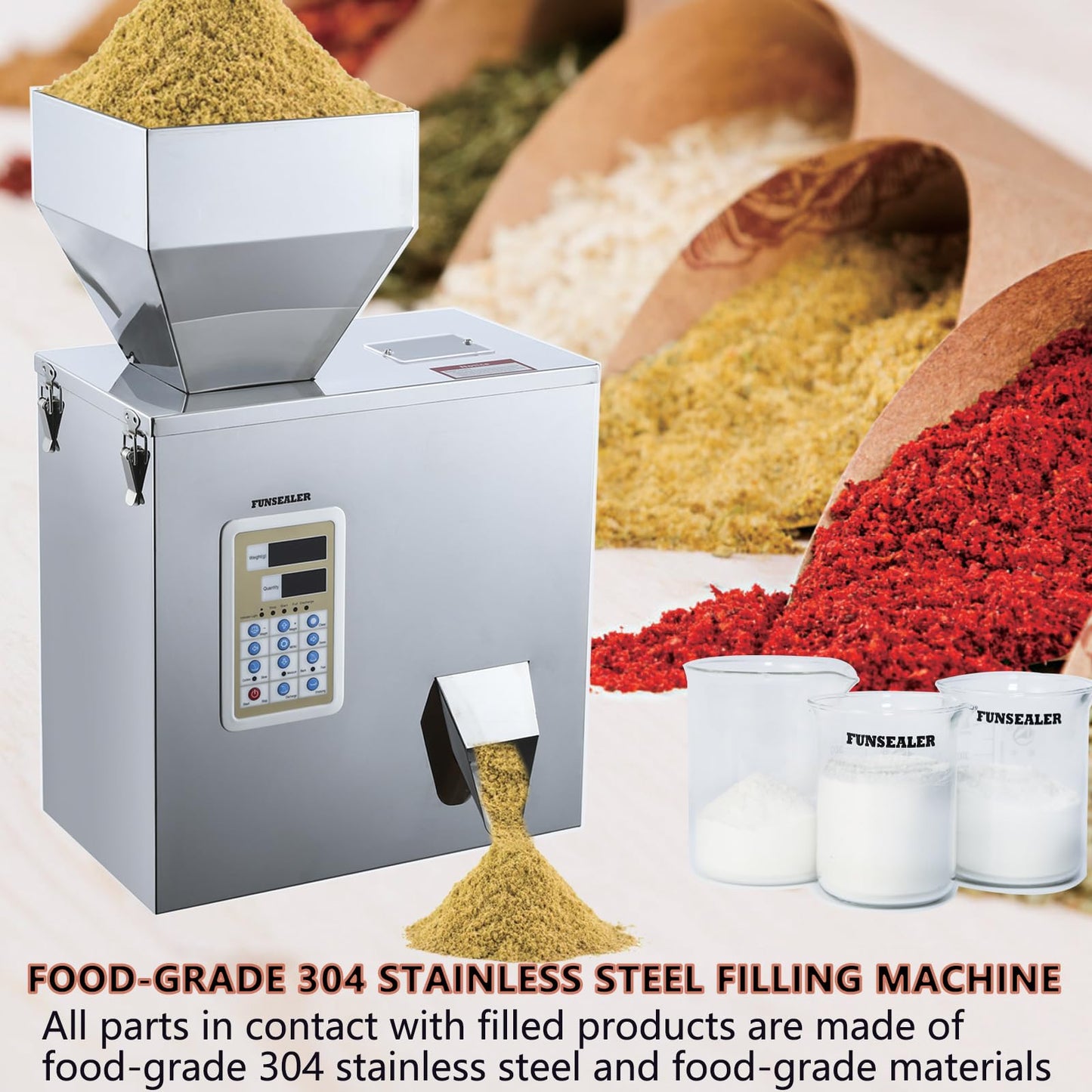 FunSealer Powder Filling Machine, Powder Dispenser, Automatic Filling and Packing Machine For Flour Glitter 1-200G