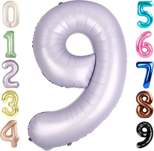 40 Inch Cream Purple Number 9 Balloon - Perfect for Birthday, Engagement, Wedding & Graduation Celebrations