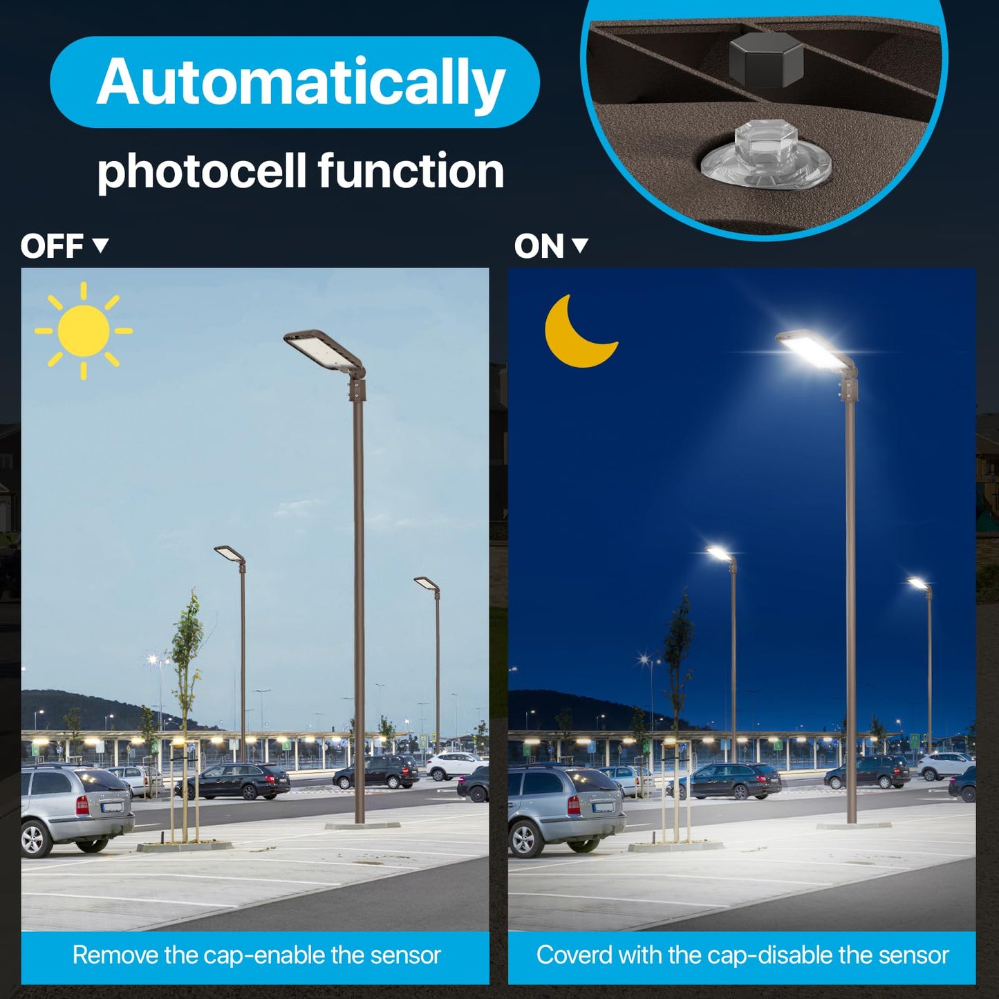 Upgrade 240W LED Parking Lot Light, 36000LM LED Light Pole with Dusk to Dawn Photocell, 5000K Daylight, IP65 Waterproof Die-Cast Aluminum, Commercial Pole Lights Outdoor for Parking Lots, 6 Pack