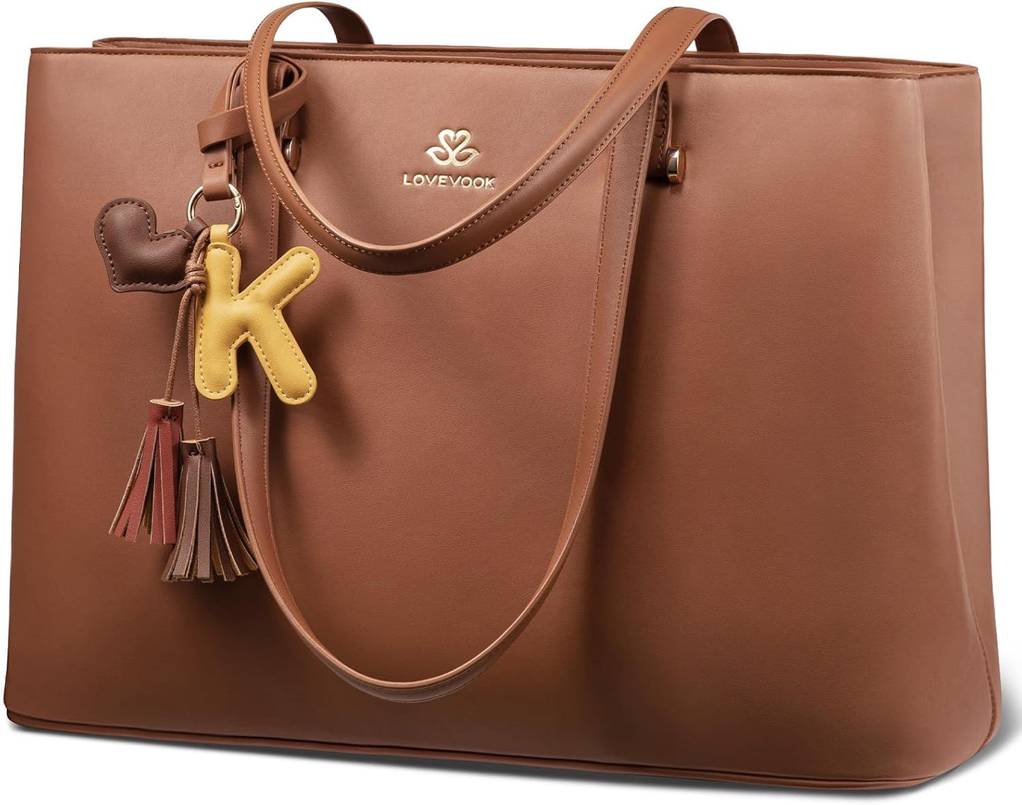 LOVEVOOK Laptop Tote Bag for Women, Work Tote Gift with Zipper, Leather Laptop Bag with Computer Compartment