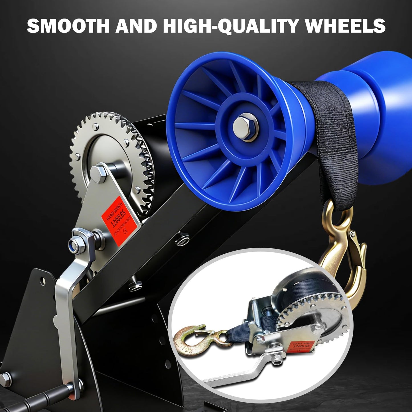 ZUIWAN 1200LB Boat Trailer Winch Stand with Galvanized Adjustable Mount Post & Roller - Fits 3" to 4" W x 4" H Trailer Tongue, Includes Ratchet Winch Kit