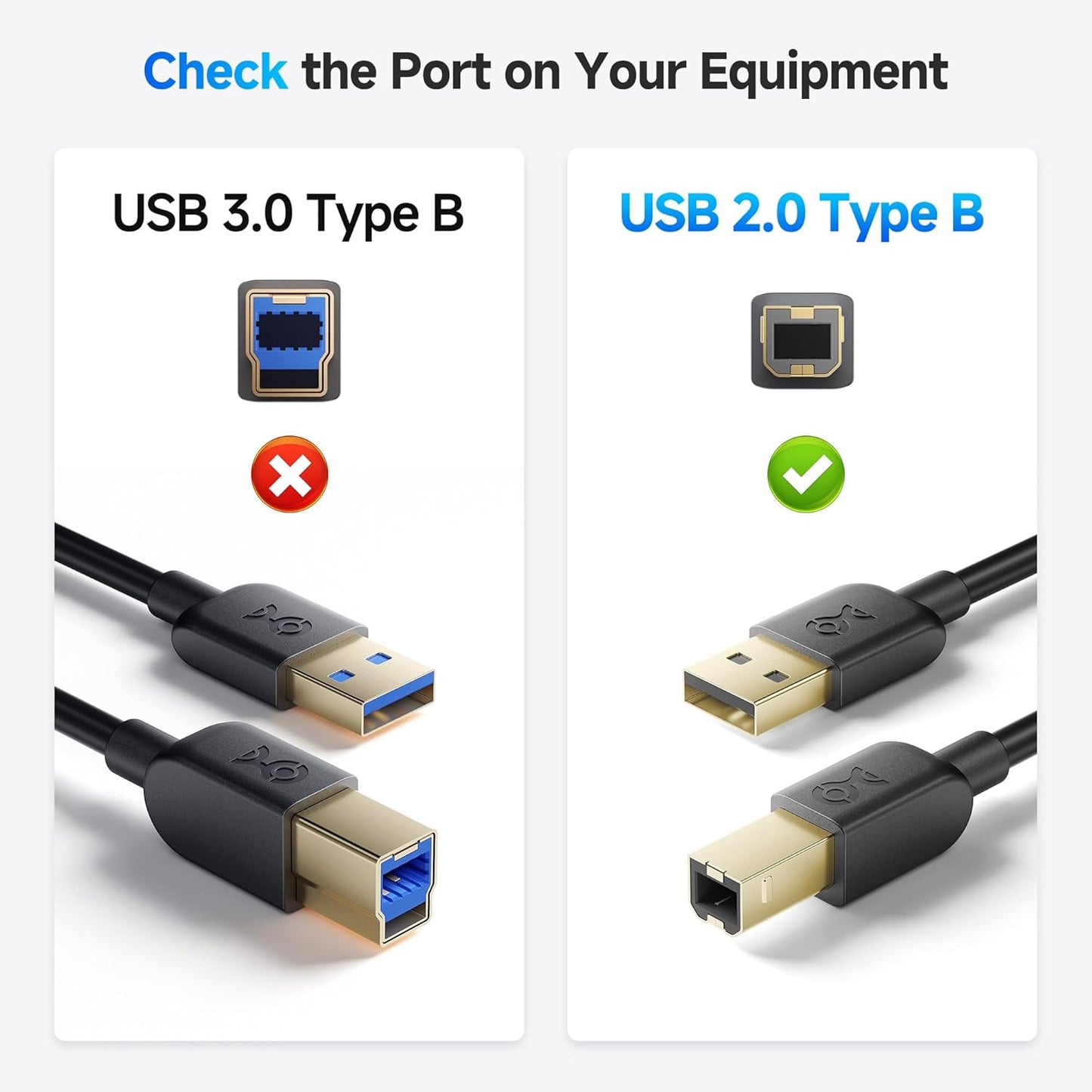 10ft, Cable Matters USB Printer Cable - USB A to B Cable, Compatible with Printer, External Hard Drive, Audio