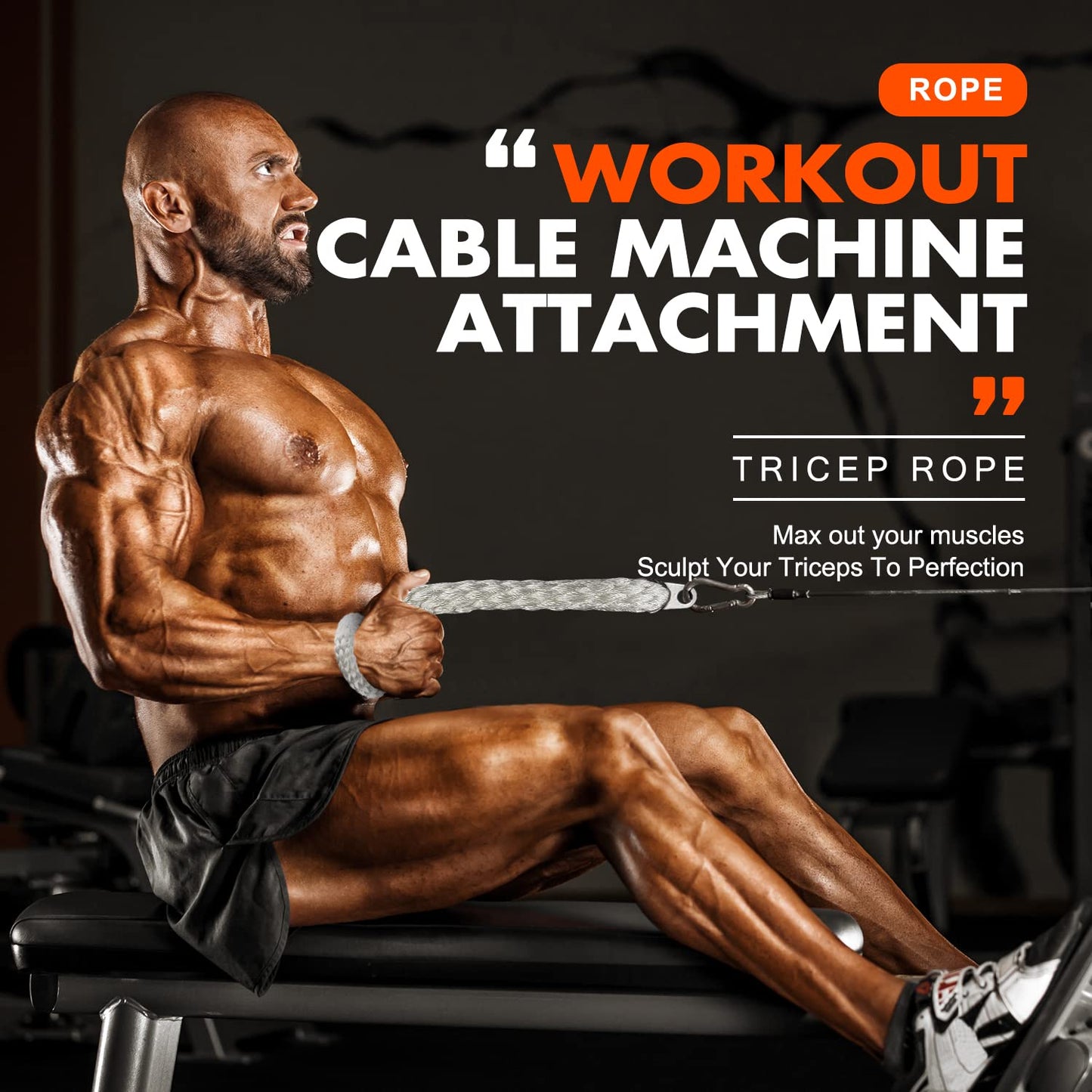 HPYGN Tricep Rope, Press Down Cable Machine Attachment Set, LAT Pulldown Attachment, Cable Machine Accessories for Home Gym, Exercise Machine Attachments Pulley System Gym Pull Down Rope, Patented