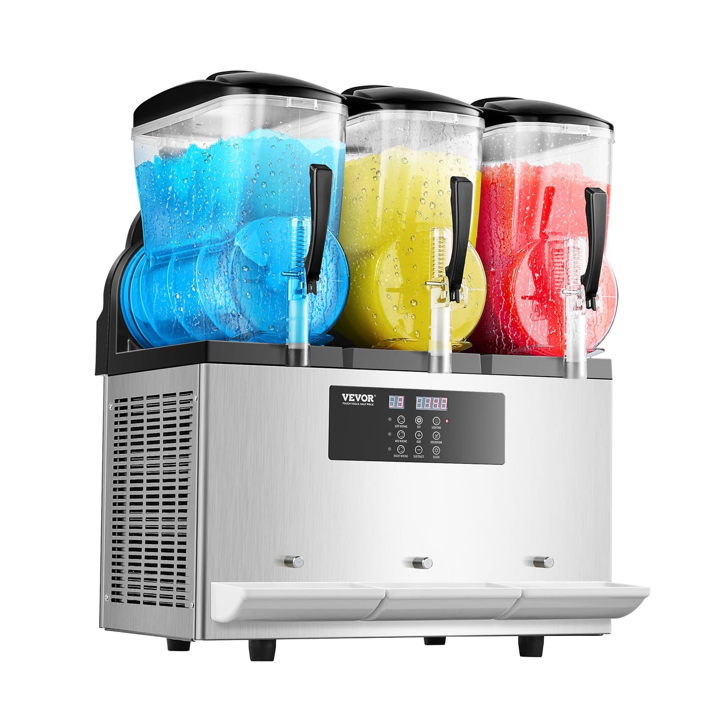 VEVOR Commercial Slushy Machine, 12Lx3 Triple Tank Frozen Drink Machine, 144 Cups Stainless Steel Margarita Smoothie Frozen Drink Maker, Slushie Maker for Home Party Restaurants Cafe Bars