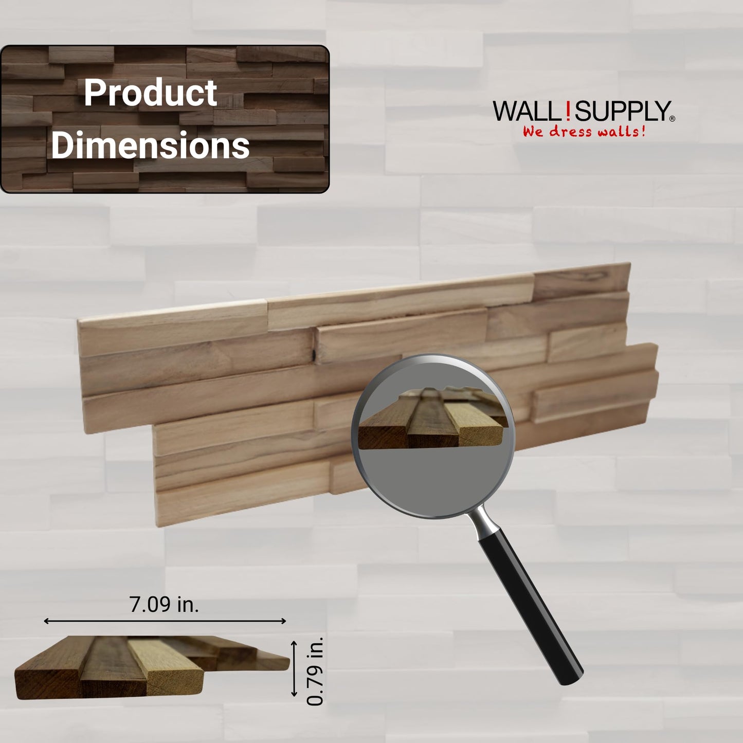 Wall!Supply 3D Wall Panels – Reclaimed Modern Asian Teak Wood – Home Decor Wallpaper Alternative for Living Room, Bedroom & Office – Easy DIY Installation – 10 Pack, Covers 9.6 Sq Ft