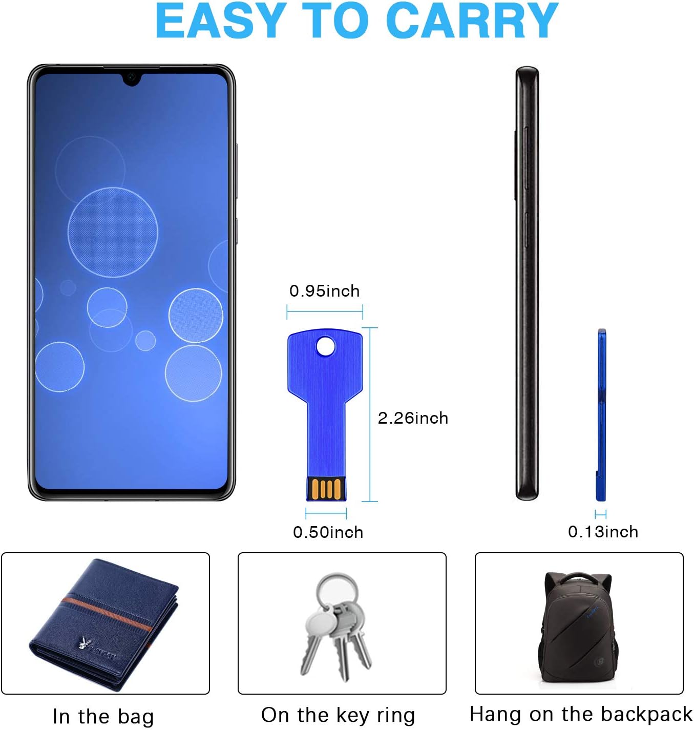 K&ZZ 16GB 5 Pack, USB2.0 16G Key Shape USB Flash Drive Metal Thumb Drive Flash Disk Memory USB Stick Expansion Disk