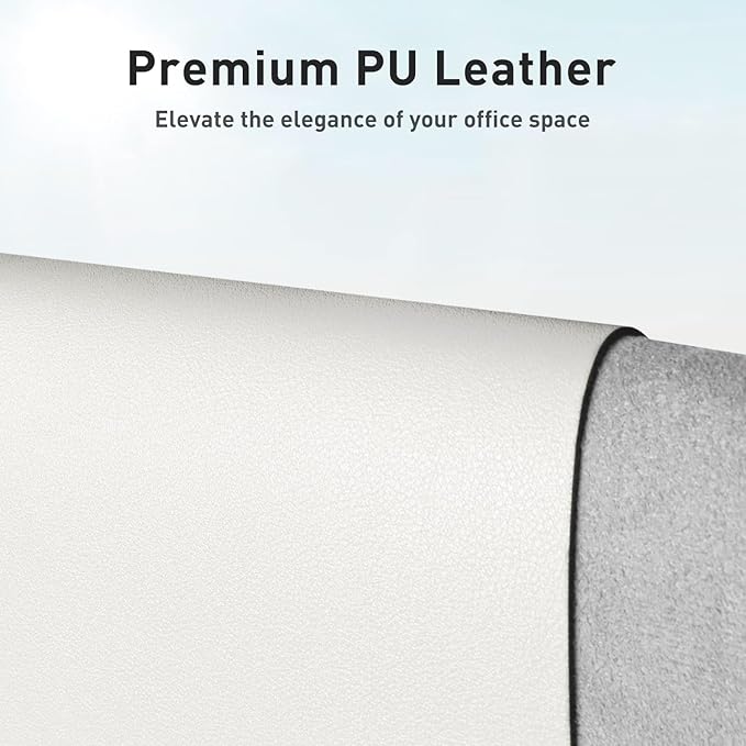Aothia Faux Leather Desk Mat - Non-Slip PU Leather Desk Blotter, Waterproof Writing Surface, Large Desk Pad for Office & Home (Off-White, 55" x 17")