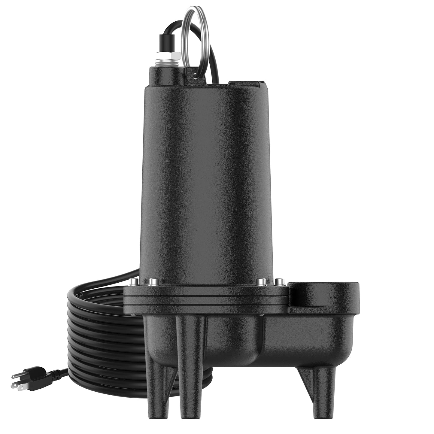 BOMGIE Sewage Pump, Cast Iron Effluent Pump, Automatic Tethered Float Switch, Sewage Sump Pump for Sump Basin, Basement, Residential Sewage, 2'' NPT Discharge, Black