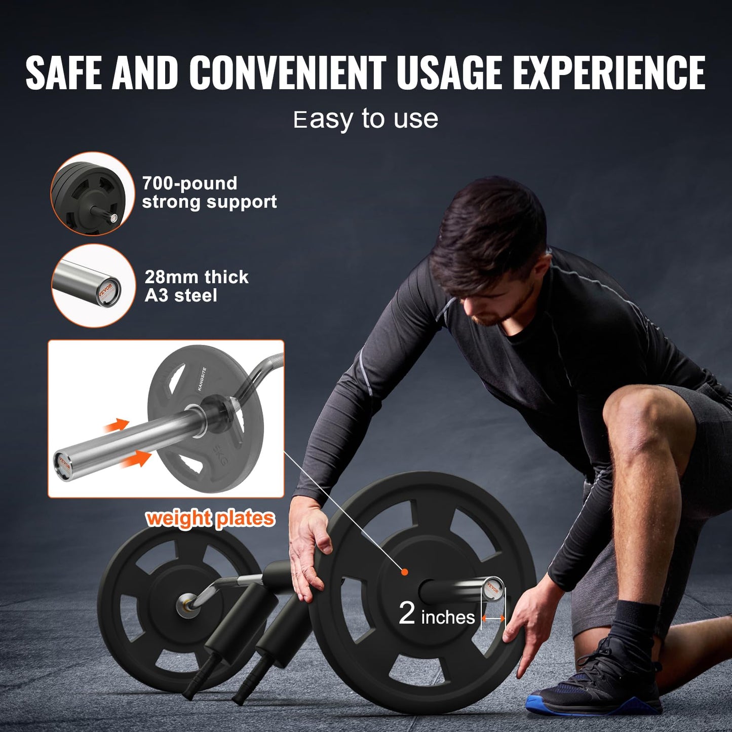 VEVOR Safety Squat Bar, 1,500 LBS Fitness Squat Bar, Safety Squat Bar Attachment with Shoulder and Arm Pads, 32mm Diameter Weight Bar, Ideal for Front Squats, Lunges, Rehab, Physical Therapy