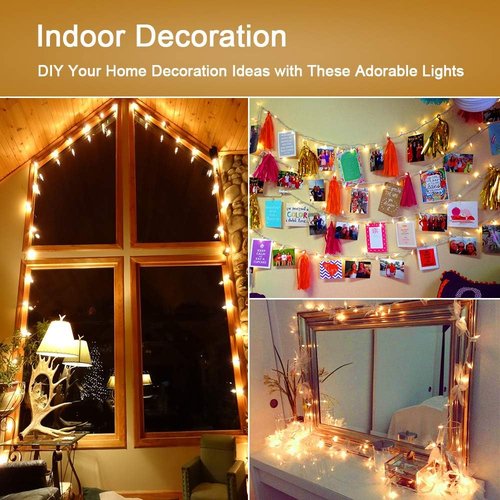 Brizled Clear Christmas Lights - 300 Count 69.6ft Connectable Indoor/Outdoor White String Lights