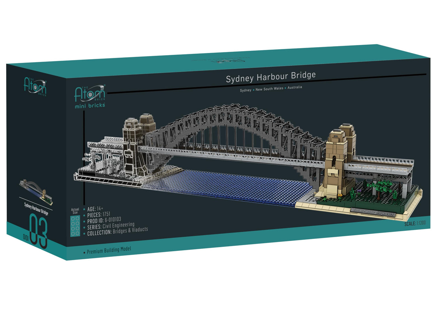 The Atom Brick Sydney Harbour Bridge 1,751 Piece Engineering Model, Premium Architecture Building Kit, Large Display Set for Adults & Teens 14+