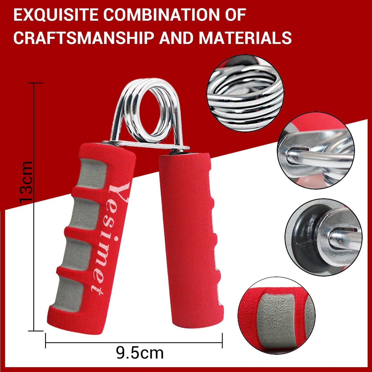Hand Grip Strengthener Set,2 Pack Forearm exerciser, Finger Trainer,Hand Gripper- Soft Foam Hand Exerciser for Quickly Increasing Wrist Forearm and Finger Strength (Red)