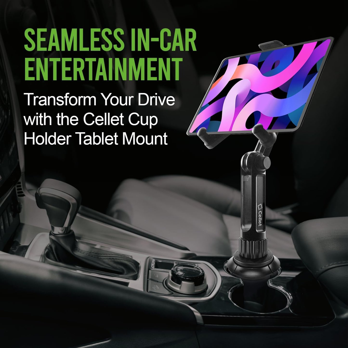Cellet Cup Holder Tablet Mount, Car Cradle Holder Compatible for All iPad, Pro, Air, Mini Samsung Galaxy Tablet, Amazon