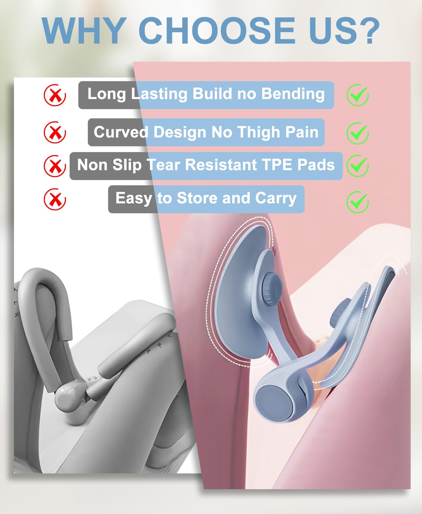 Kegel Exerciser, Pelvic Floor Muscle Exercise Devices for Women, Inner Thigh Exerciser Leg Workout Equipment Thigh Trainer for Male Hip Trimmer Inner Thigh Toner Workout (Blue)