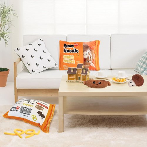 Nenalayo Plush Pillow - Cute Sausage Mushroom Ramen Noodle Toy | Removable Fluffy Stuffed Doll for Kids