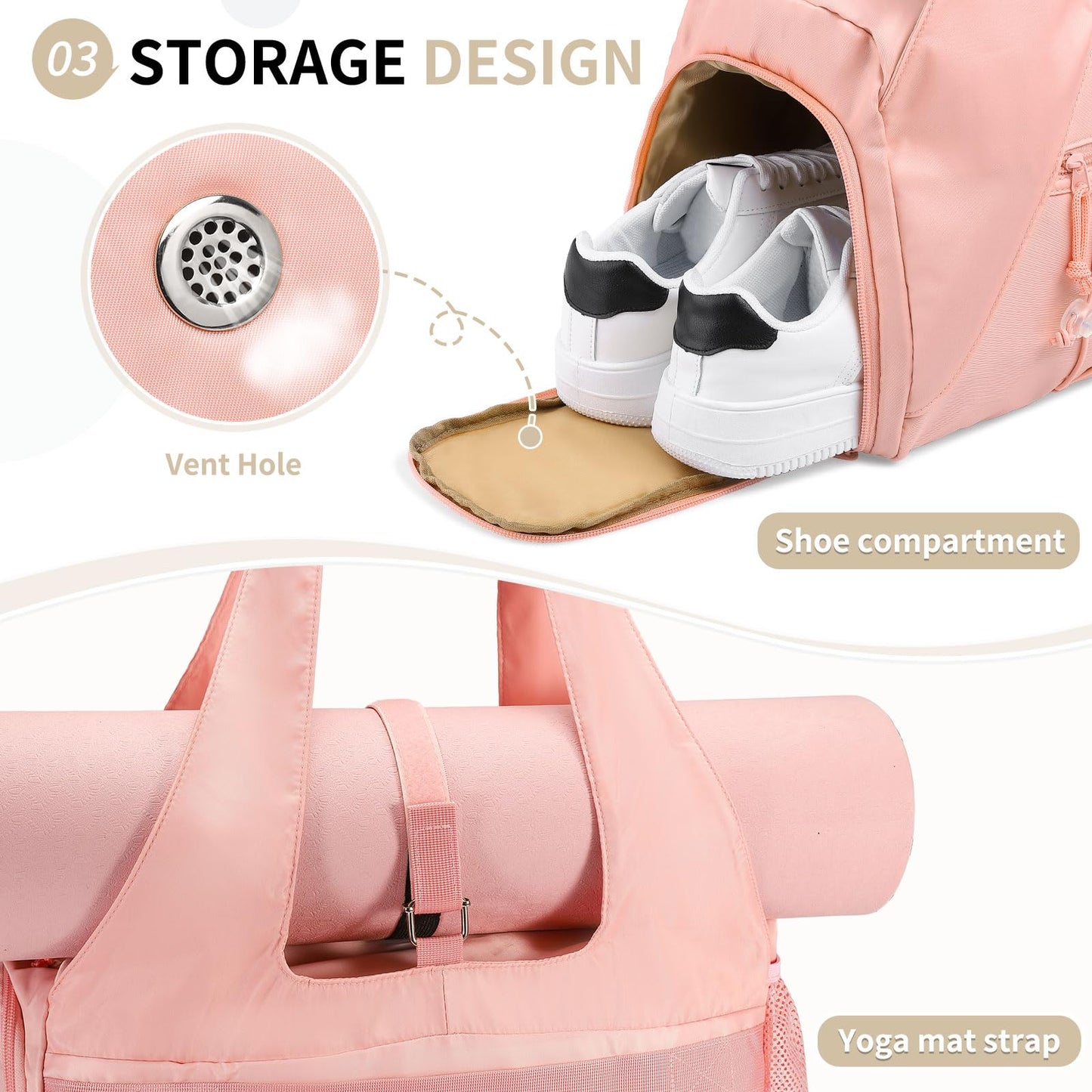 SUIKIHUM Small Gym Bag for Women, Mini Duffel Bag with Shoe Compartment, Cute Sports Tote Bag Dance Yoga Mat Luggage with Crossbody Water Bottle Bag, Pink